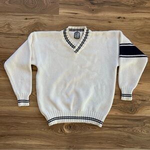 Vintage GAP 90s V Neck Sweater White Medium